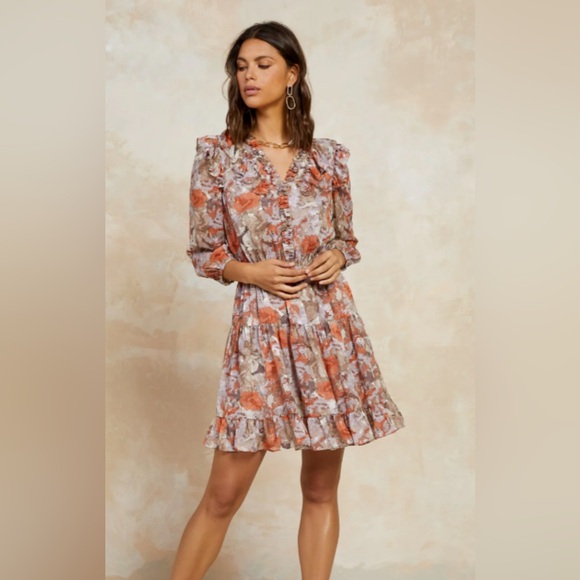 Libby Kat Floral Ruffle Mini Dress - Picture 1 of 10